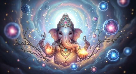 illustration of Lord Ganpati for Ganesh Chaturthi festival of India, Ganesh chaturthi for greeting,card, poster background.