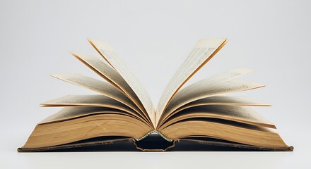 Obraz premium Open Book with Curved Pages on Neutral Surface for Education or Inspirational Themes