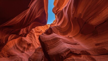 Sunlight streaming through narrow sandstone formations