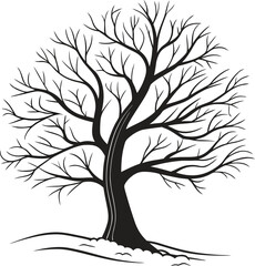 Obraz premium Abstract tree silhouette vector with delicate branches, leaves, and robust root system, an illustration symbolizing nature's growth through all seasons