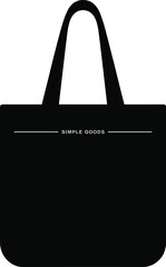 Minimalist black tote bag illustration, simple shopping bag design, modern fashion accessory, clean vector art, bold monochrome style