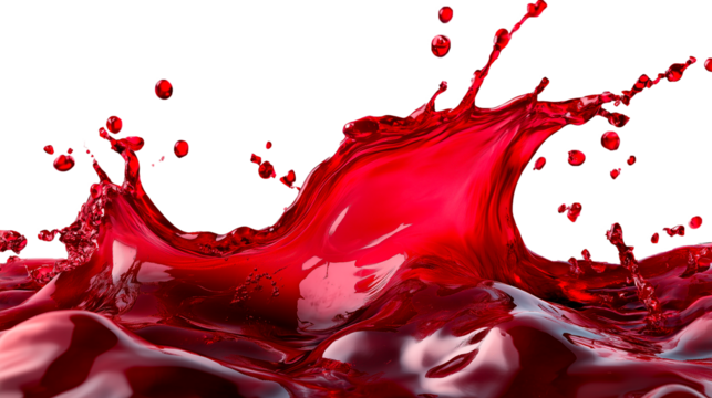 Red wine splash isolated on transparent background