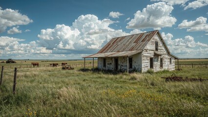 Obraz premium A deserted vintage livestock ranch
