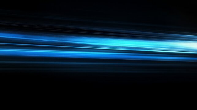 Abstract background with blue gradient light streaks on black glowing blurred motion effect glowing horizontal lines