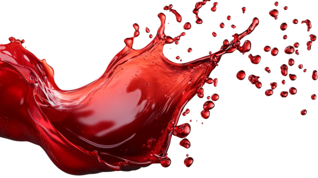 Beautiful red wine splash isolated on transparent background