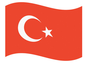 Obraz premium Waving Turkish Flag Illustration. Turkey National Banner.