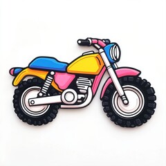 Colorful Cartoon Style Motorcycle with Bold Design and Vibrant Colors