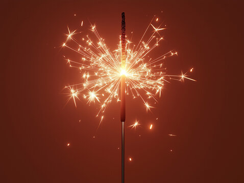 Firework sparkler showering light in midnight darkness
