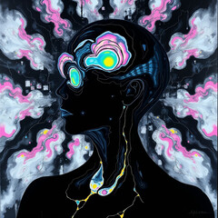 Cracked Face Symbolizing Emotional Fracture and Mental Breakdown, concept image