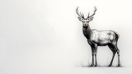 Minimalist sketch of a deer standing gracefully
