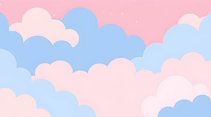 Dreamy Pastel Sky Gentle Clouds in Soft Pink and Blue, A Whimsical Celestial Landscape for Serene Digital Art and Calming Visuals