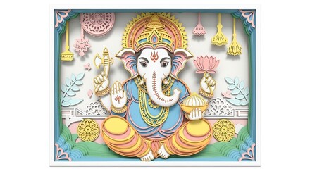 Obraz premium illustration of Lord Ganpati for Ganesh Chaturthi festival of India, Ganesh chaturthi for greeting,card, poster background.