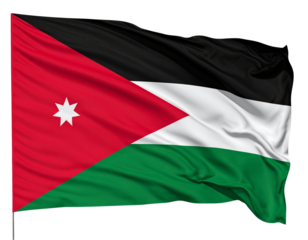  Jordanische Nationalflagge im Wind, weiche Wellenbewegung, freigestellt