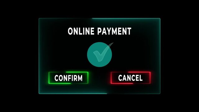 Digital payment confirmation concept on the transparent background. Motion graphics of secure online transaction for modern business and e-commerce solutions. 4k video animation. 