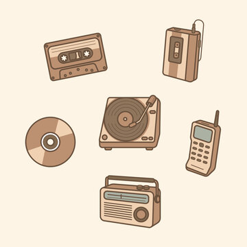 entertainment cartoon character music tools. music nostalgia memories and retro audio