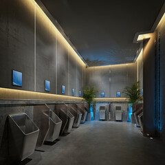 3d render restroom, wc, bathroom shower