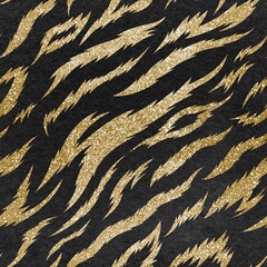 Tiger gold seamless pattern, abstract animal print background