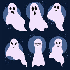 Diverse Flat Ghost Set for Halloween