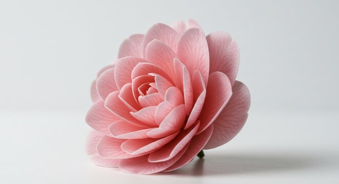 Rose p�le d�licate lumineuse pose �l�gante fond blanc pur. AI Generated
