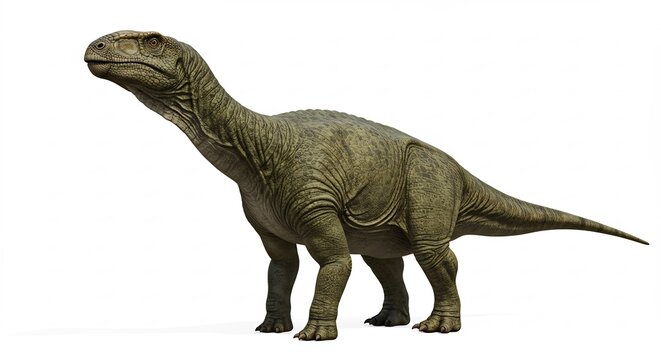 Dinosaure herbivore majestueux eclairage doux rendu r�aliste. AI Generated