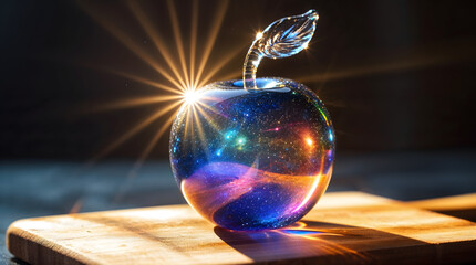 crystal galaxy colored APPLE shiny glass fruit