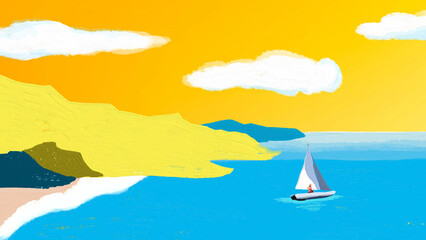 Naklejka premium Bright abstract vacation desktop wallpaper, acrylic texture design
