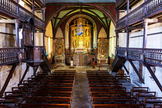 Interior of the Basque Church of Notre-Dame-de-l&rsquo;Assomption in Ascain