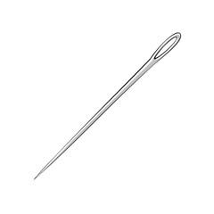 Needle Isolated on Black Background Sewing Tool Crafting Supply Sharp Pointed Stitching