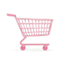 Stylized Pink Shopping Cart Illustration Retail Purchase Design Element
