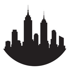 Obraz premium Sleek black and white silhouette of a modern city skyline against a white background