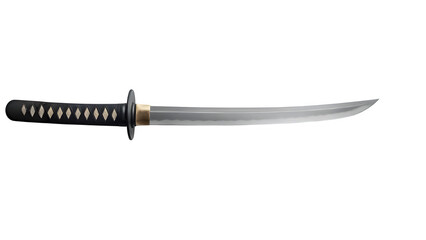 Isolated Samurai Katana with Wrapped Handle and Exposed Blade &ndash; Transparent PNG