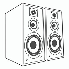 studio monitor speakers with balanced audio, isolated on a clean white background, for music production.