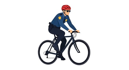 Obraz premium Police Officer on Bicycle in Uniform Illustration