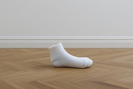 White Sock on Wood Floor