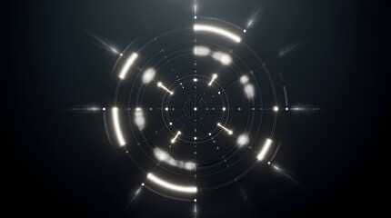 Futuristic Circular Interface A Glowing Digital Core with Concentric Rings and Bright Light Streaks, Representing Innovation and Technology