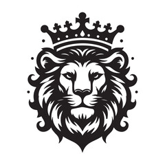 vector logo of a lion wearing a crown