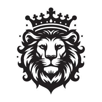 vector logo of a lion wearing a crown