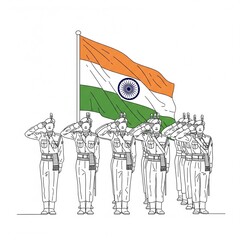 Indian Cadets Saluting the National Flag
