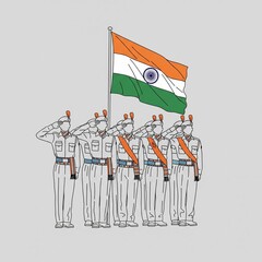 Indian Cadets Saluting the National Flag