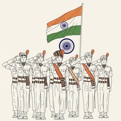 Indian Cadets Saluting the National Flag