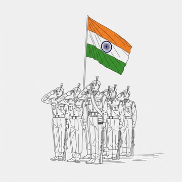 Indian Cadets Saluting the National Flag