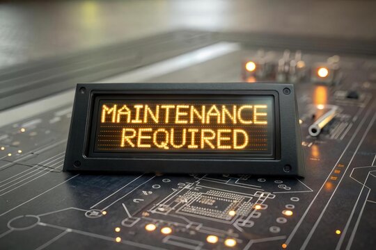 Digital Display Sign Showing Maintenance Required on Circuit Board