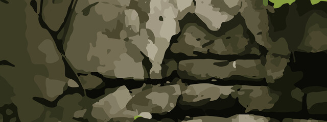 Dense Jungle Camouflage Vector Pattern With Olive Green, Khaki, and Dark Brown Leaf Shapes. Seamless Camouflage Background With Abstract Forest Leaves in Earth Tones for Military and Outdoor Designs