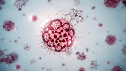 Leukemia cell presence in blood smear observed under microscope in acute myeloid leukemia