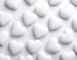 Softly rendered white hearts create a serene and elegant background pattern for various designs