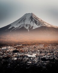 Mount Fuji and Kawaguchiko town in Japan