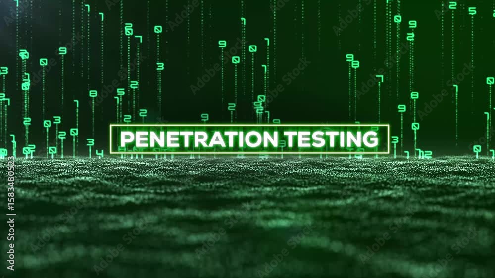 Wall mural matrix binary code and penetration testing word