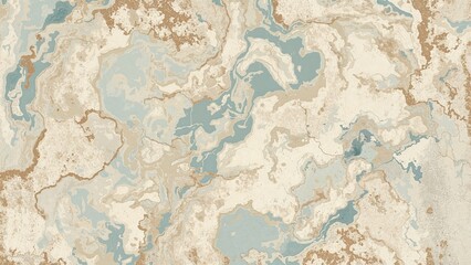 Abstract textured background of painted concrete with swirling patterns in light blue, beige, and brown tones creating a marbled effect