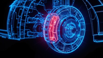 Detailed illustration of a car brake system's components.