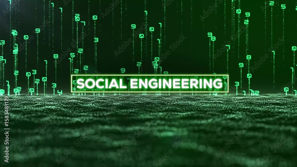 Wall mural matrix binary code and social engineering word